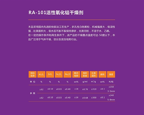 干燥机用活性氧化铝参数表